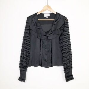 Alexis Black Ruffled Button-Front Blouse